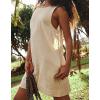 image:imageCHARTOU Women Cotton Linen Shift Dress Sleeveless Tank Mini Dress Open Back Summer Dress Beach Short Tunic DressOffwhite