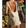 image:imageCHARTOU Women Cotton Linen Shift Dress Sleeveless Tank Mini Dress Open Back Summer Dress Beach Short Tunic DressOffwhite