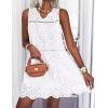 image:imageCHARTOU Women Cotton Sleeveless Eyelet Mini Dress Babydoll Lace Hollow Out Casual Summer Short Dress Flowy SundressWhite