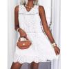 image:imageCHARTOU Women Cotton Sleeveless Eyelet Mini Dress Babydoll Lace Hollow Out Casual Summer Short Dress Flowy SundressWhite