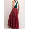 image:imageCHARTOU Women Cute Plaid Overall Dress Bib Tiered Checkered Adjustable Strap Maxi Long Dress with Lace TrimGreen