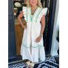 image:imageCHARTOU Women Flutter Sleeve Ruffle Tiered Midi Dress Summer RIC Rac Empire Waist Flowy Beach Long DressWhite