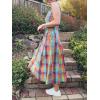 image:imageCHARTOU Women Plaid Long Dress Summer Elegant Lace Up Side Ruche Color Block Gingham Flowy DressMulticolour