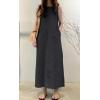 image:imageCHARTOU Women Sleeveless Denim Maxi Dress Long Summer Jean Dress Tunic Tank Dress with PocketsBlack