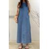 image:imageCHARTOU Women Sleeveless Denim Maxi Dress Long Summer Jean Dress Tunic Tank Dress with PocketsBlue
