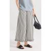 image:imageCHARTOU Women Stripe Wide Leg Pants Drawstring Elastic High Waisted Ruffle Hem Palazzo Pant with PocketsBlack