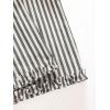 image:imageCHARTOU Women Stripe Wide Leg Pants Drawstring Elastic High Waisted Ruffle Hem Palazzo Pant with PocketsBlack