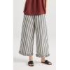 image:imageCHARTOU Women Stripe Wide Leg Pants Drawstring Elastic High Waisted Ruffle Hem Palazzo Pant with PocketsBlack