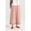 image:imageCHARTOU Women Stripe Wide Leg Pants Drawstring Elastic High Waisted Ruffle Hem Palazzo Pant with PocketsPink