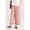 image:imageCHARTOU Women Stripe Wide Leg Pants Drawstring Elastic High Waisted Ruffle Hem Palazzo Pant with PocketsPink