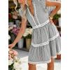 image:imageCHARTOU Women Striped Tiered Midi Dress Summer Flutter Sleeve High Waist A Line Ruffle Vacation Dress with PocketsBlack