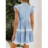 image:imageCHARTOU Women Striped Tiered Midi Dress Summer Flutter Sleeve High Waist A Line Ruffle Vacation Dress with PocketsBlue