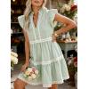 image:imageCHARTOU Women Striped Tiered Midi Dress Summer Flutter Sleeve High Waist A Line Ruffle Vacation Dress with PocketsGreen