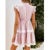 image:imageCHARTOU Women Striped Tiered Midi Dress Summer Flutter Sleeve High Waist A Line Ruffle Vacation Dress with PocketsPink