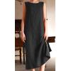 image:imageCHARTOU Women Summer Casual Cotton Linen Dress Sleeveless Loose Tank Sundress Beach Vacation Outfits with BeltBlack