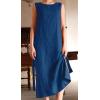 image:imageCHARTOU Women Summer Casual Cotton Linen Dress Sleeveless Loose Tank Sundress Beach Vacation Outfits with BeltBlue