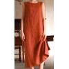 image:imageCHARTOU Women Summer Casual Cotton Linen Dress Sleeveless Loose Tank Sundress Beach Vacation Outfits with BeltRusty Red