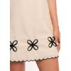 image:imageCHARTOU Women Summer Casual Mini Dress Shift Sleeveless V Neck A Line Embroidered Trim Short DressKhaki