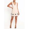 image:imageCHARTOU Women Summer Casual Mini Dress Shift Sleeveless V Neck A Line Embroidered Trim Short DressKhaki