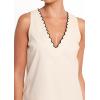 image:imageCHARTOU Women Summer Casual Mini Dress Shift Sleeveless V Neck A Line Embroidered Trim Short DressKhaki