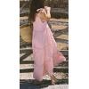 image:imageCHARTOU Women Summer Cotton Linen Dress Tie Shoulder Tiered Ruffle Long Beach Vacation DressPink