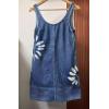 image:imageCHARTOU Women Summer Denim Mini Dress Floral Sleeveless Causal Summer Tank Dress with PocketsDark Blue