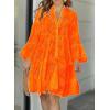 image:imageCHARTOU Women Summer Eyelet Dress Cotton V Neck Embroidery Dress Short Boho Dress Lace Flowy Swing DressOrange