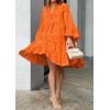 image:imageCHARTOU Women Summer Eyelet Dress Cotton V Neck Embroidery Dress Short Boho Dress Lace Flowy Swing DressOrange