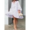 image:imageCHARTOU Women Summer Eyelet Dress Cotton V Neck Embroidery Dress Short Boho Dress Lace Flowy Swing DressWhite