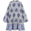image:imageCHARTOU Women Summer Floral Tie Front Short Dress Lantern 34 Sleeve Frill Boho Flowy Vacation DressBlue
