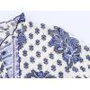 image:imageCHARTOU Women Summer Floral Tie Front Short Dress Lantern 34 Sleeve Frill Boho Flowy Vacation DressBlue
