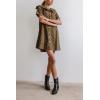 image:imageCHARTOU Women Summer Leopard Babydoll Denim Mini Dress Doll Collar Tie Front Short Sleeve Short DressBrown