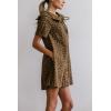 image:imageCHARTOU Women Summer Leopard Babydoll Denim Mini Dress Doll Collar Tie Front Short Sleeve Short DressBrown