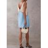 image:imageCHARTOU Women Summer Loose V Neck Sleeveless Contrast Color Short Patchwork Shift Tank DressBlue
