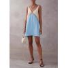 image:imageCHARTOU Women Summer Loose V Neck Sleeveless Contrast Color Short Patchwork Shift Tank DressBlue