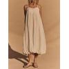 image:imageCHARTOU Women Summer Pleated Bubble Long Dress Loose Adjustable Spaghetti Strap Beach Sundress with Back TieBlack