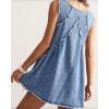 image:imageCHARTOU Women Summer Sleeveless Denim Mini Dress Deep V Neck Distressed Ruffle Beach Vacation Short DressBlue