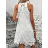 image:imageCHARTOU Women Summer Sleeveless Halter Mini Dress Hollow Out Back Bow Tie Crochet Knit SundressWhite