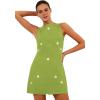 image:imageCHARTOU Women Summer Sleeveless Mini Dress Back Tie Polka Dot Dress Beach Travel Vacation OutfitLime Green