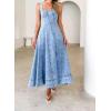image:imageCHARTOU Women Summer Sleeveless Patchwork Denim Maxi Dress Adjustable Strap Back Zipper Jean DressBlue