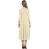 image:imageCHARTOU Womens Essential Pleated Flowy Tunic Midi Dress 34 Sleeve Modest Ruffle Swing DressBeige