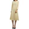 image:imageCHARTOU Womens Essential Pleated Flowy Tunic Midi Dress 34 Sleeve Modest Ruffle Swing DressBeige
