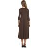 image:imageCHARTOU Womens Essential Pleated Flowy Tunic Midi Dress 34 Sleeve Modest Ruffle Swing DressCoffee