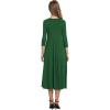 image:imageCHARTOU Womens Essential Pleated Flowy Tunic Midi Dress 34 Sleeve Modest Ruffle Swing DressDark Green