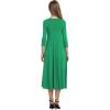 image:imageCHARTOU Womens Essential Pleated Flowy Tunic Midi Dress 34 Sleeve Modest Ruffle Swing DressGreen