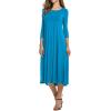 image:imageCHARTOU Womens Essential Pleated Flowy Tunic Midi Dress 34 Sleeve Modest Ruffle Swing DressLight Blue