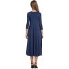 image:imageCHARTOU Womens Essential Pleated Flowy Tunic Midi Dress 34 Sleeve Modest Ruffle Swing DressNavy