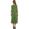 image:imageCHARTOU Womens Essential Pleated Flowy Tunic Midi Dress 34 Sleeve Modest Ruffle Swing DressOlive Green