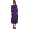 image:imageCHARTOU Womens Essential Pleated Flowy Tunic Midi Dress 34 Sleeve Modest Ruffle Swing DressPurple