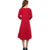 image:imageCHARTOU Womens Essential Pleated Flowy Tunic Midi Dress 34 Sleeve Modest Ruffle Swing DressRed